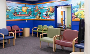 Surgery clinic waiting room at Adele Hall.