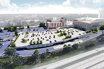 Rendering image of the Children's MErcy Hospital Kansas.